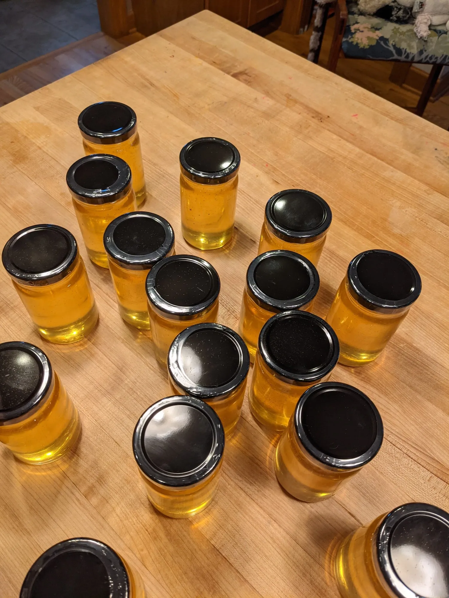 Jars of raw honey